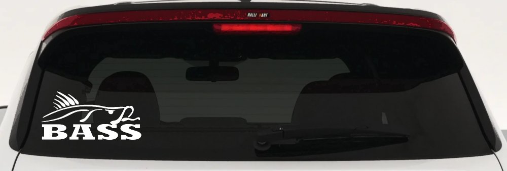 Bass Fishing Car or Truck Window Decal Sticker (White)