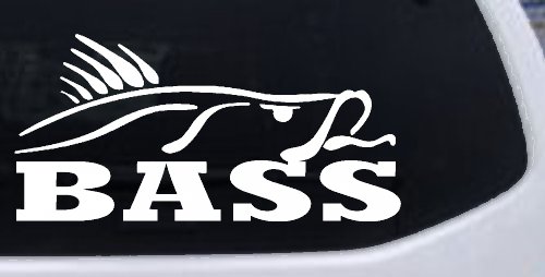 Bass Fishing Car Truck Window Vinyl Decal Sticker Perfect for Anglers (White)