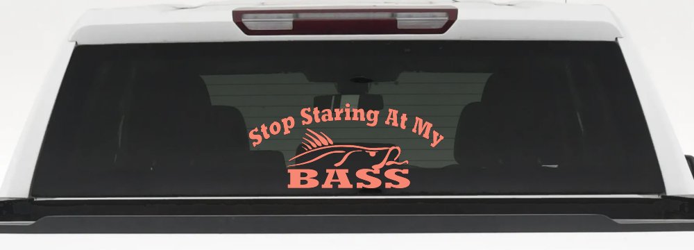 Stop Staring At My Bass Funny Fishing Car or Truck Window Decal Sticker