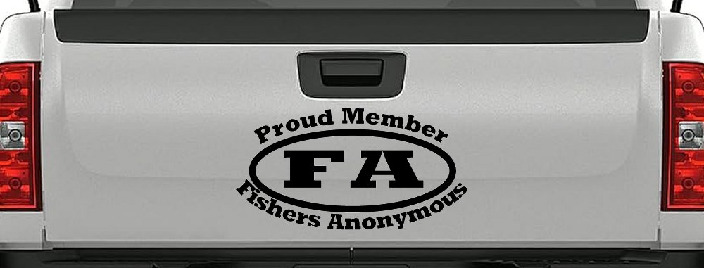 Proud Member Fishers Anonymous Funny Fishing Car or Truck Window Decal Sticker (Black)