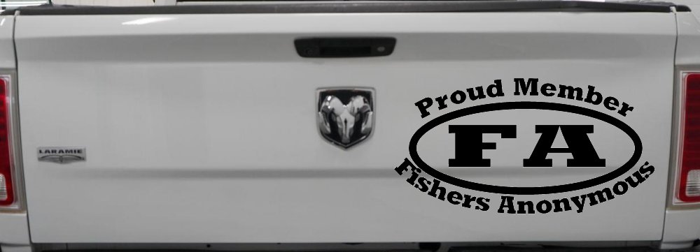 Proud Member Fishers Anonymous Funny Fishing Car or Truck Window Decal Sticker (Black)