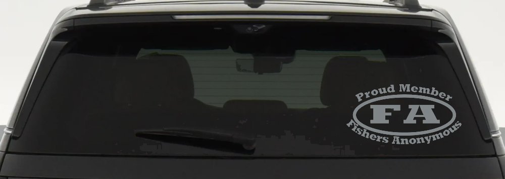 Proud Member Fishers Anonymous Funny Fishing Car or Truck Window Decal Sticker (Telegrey)