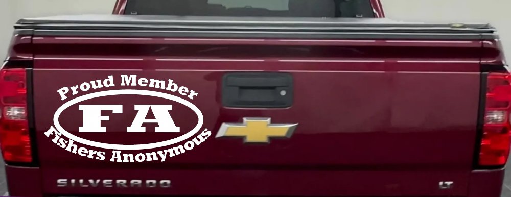 Proud Member Fishers Anonymous Funny Fishing Car or Truck Window Decal Sticker (White)