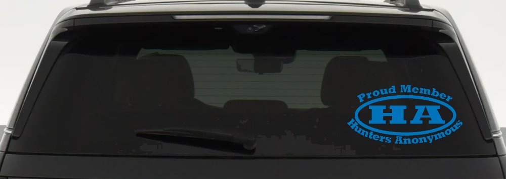Hunters Anonymous Funny Decal Sticker for Car Truck Window - Proud Member (Sky Blue)