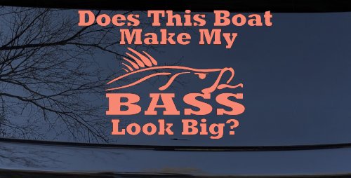 Does This Boat Make My Bass Look Big Funny Fishing Car or Truck Window Decal Sticker (Coral)