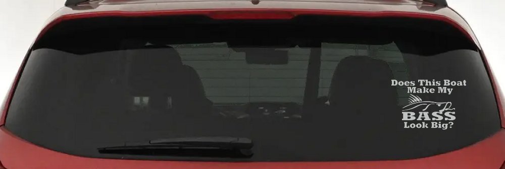Does This Boat Make My Bass Look Big Funny Fishing Car or Truck Window Decal Sticker (Light Gray)