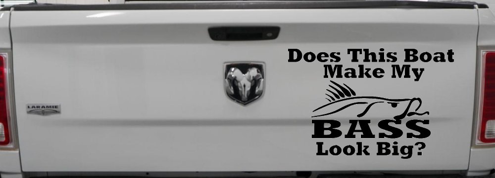 Does This Boat Make My Bass Look Big Funny Fishing Car or Truck Window Decal Sticker