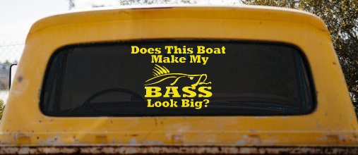 Does This Boat Make My Bass Look Big Funny Fishing Car or Truck Window Decal Sticker (Yellow)