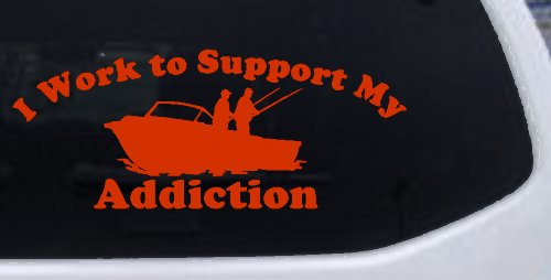 I Work To Support My Fishing Addiction Funny Fishing Car or Truck Window Decal Sticker