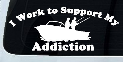 I Work To Support My Fishing Addiction Funny Fishing Car or Truck Window Decal Sticker