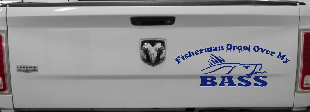 Fisherman Drool Over My Bass Fishing Car or Truck Vinyl Window Decal Sticker (Navy)