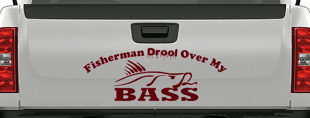 Fisherman Drool Over My Bass Funny Fishing Car or Truck Window Decal Sticker
