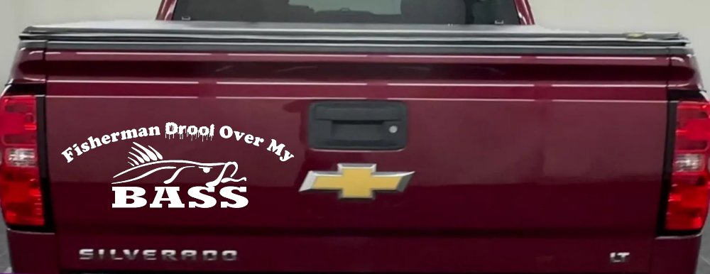 Fisherman Drool Over My Bass Funny Fishing Car or Truck Window Decal Sticker