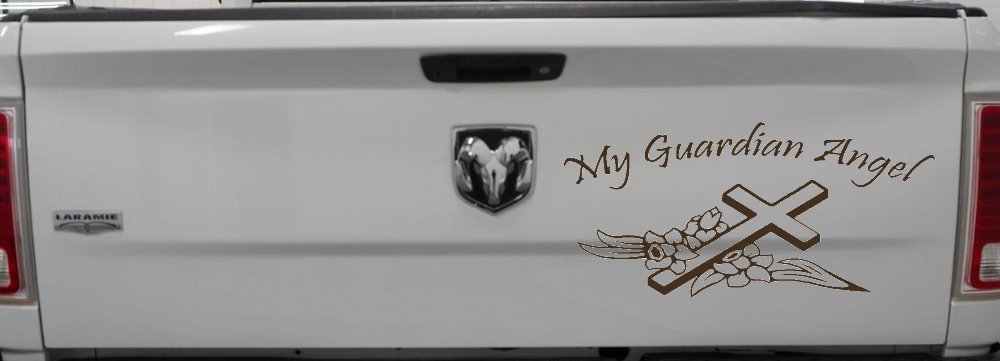 My Guardian Angel Christian Car or Truck Window Decal Sticker (Brown)