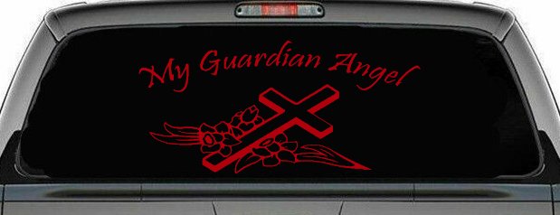 My Guardian Angel Christian Car or Truck Window Decal Sticker (Red)