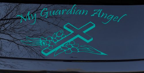 My Guardian Angel Christian Car or Truck Window Decal Sticker (Turquoise)