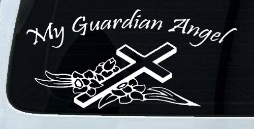 My Guardian Angel Christian Car or Truck Window Decal Sticker (White)