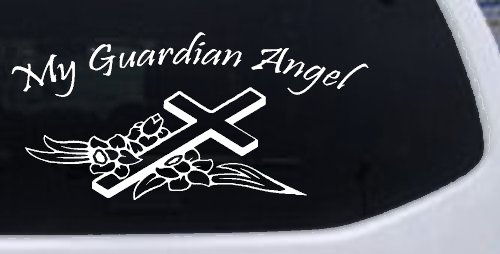 My Guardian Angel Christian Car or Truck Window Decal Sticker (White)