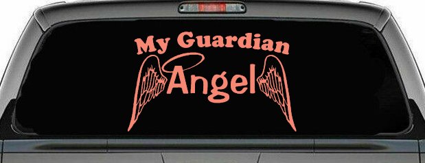 Guardian Angel With Wings Christian Car Truck Decal Window Sticker (Coral)