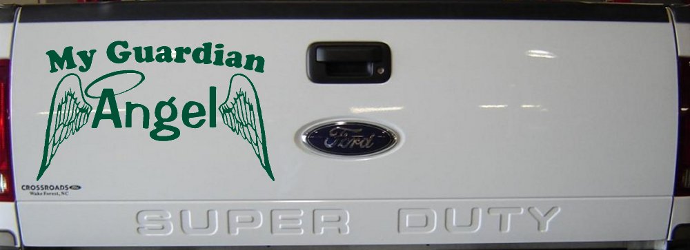 My Guardian Angel With Wings Christian Car or Truck Window Decal Sticker (Dark Green)