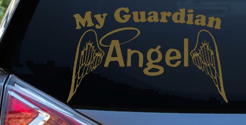 My Guardian Angel With Wings Christian Car or Truck Window Decal Sticker (Gold)