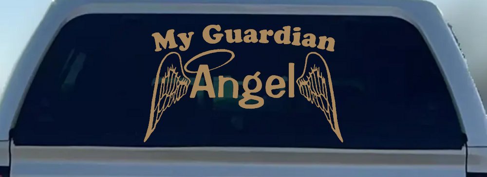 My Guardian Angel With Wings Christian Car or Truck Window Decal Sticker (Light Brown)
