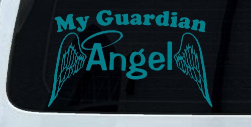 My Guardian Angel With Wings Christian Car or Truck Window Decal Sticker (Turquoise Blue)
