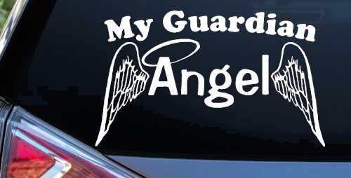 Guardian Angel With Wings Christian Car Truck Decal Window Sticker (White)