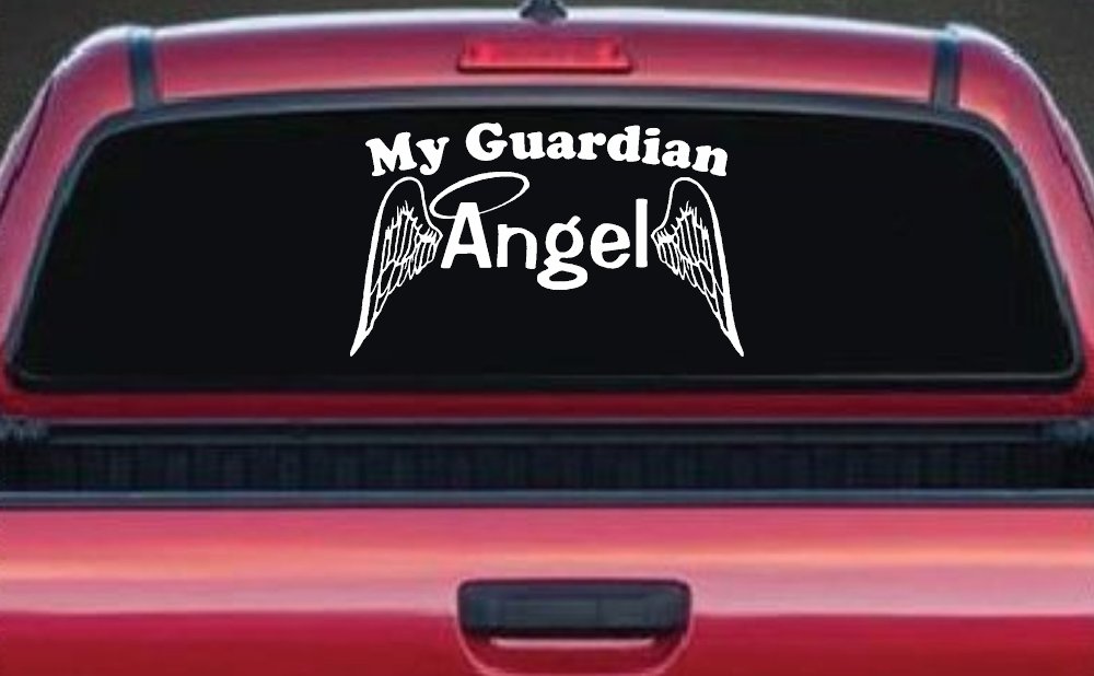 My Guardian Angel With Wings Christian Car or Truck Window Decal Sticker (White)