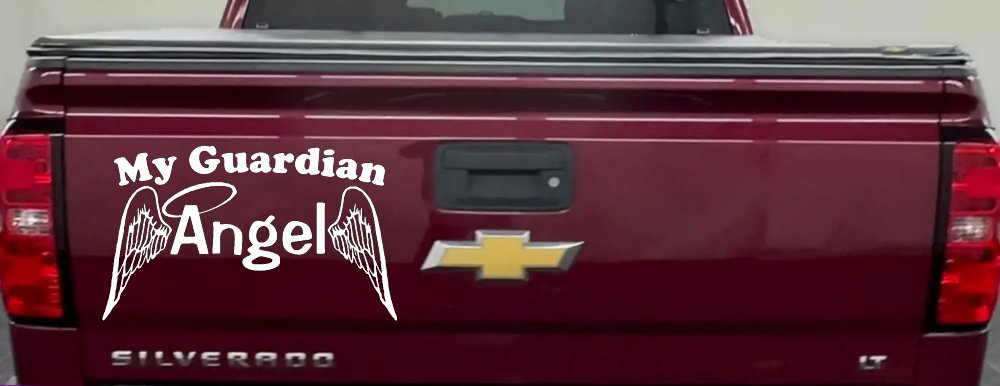 Guardian Angel With Wings Christian Car Truck Decal Window Sticker (White)