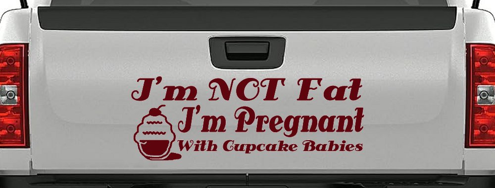 I'm Not fat I'm Cupcake Pregnant Car or Truck Window Decal Sticker (Purple Red)