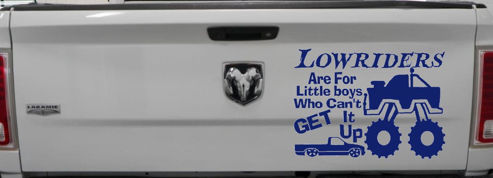 Lowriders can't get it up Off Road Decal Off Road Car or Truck Window Decal Sticker (Navy)
