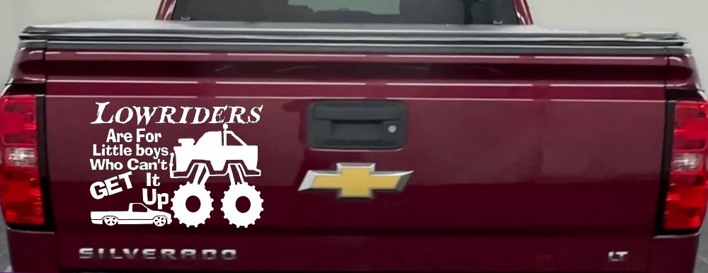 Lowriders can't get it up Off Road Decal Off Road Car or Truck Window Decal Sticker