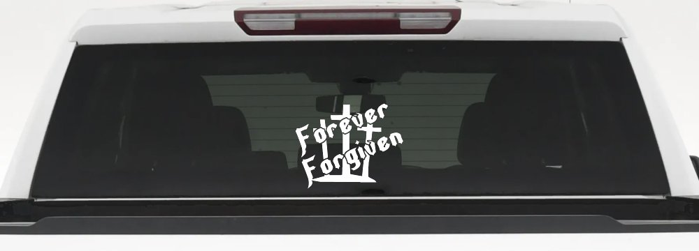 Forever Forgiven 3 Crosses Christian Car or Truck Window Decal Sticker (White)