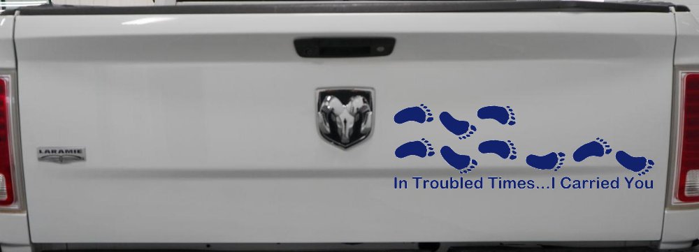 In Troubled Times I Carried You Christian Car or Truck Window Decal Sticker (Navy)