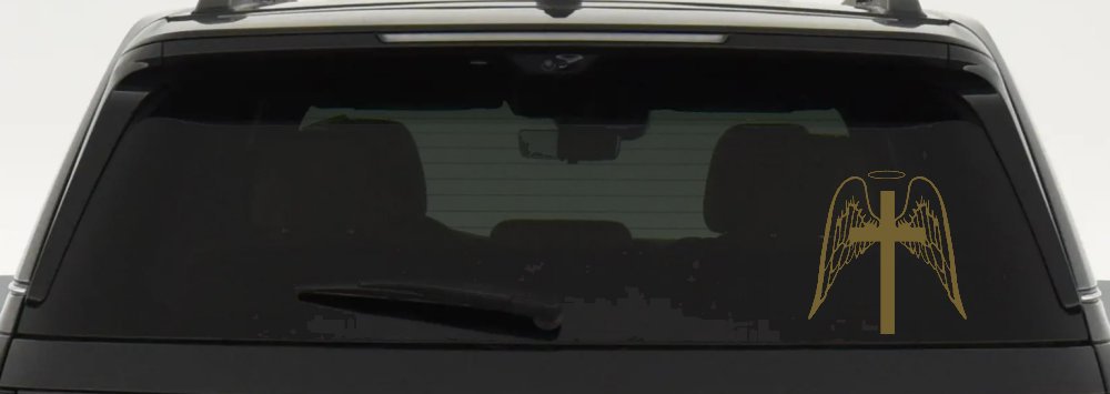 Angel Wings Cross Halo Christian Car or Truck Window Decal Sticker