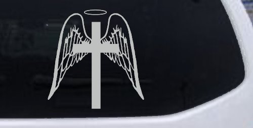 Angel Wings Cross Halo Christian Car or Truck Window Decal Sticker