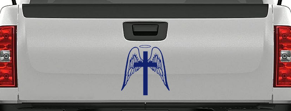 Angel Wings Cross Halo Christian Car or Truck Window Decal Sticker