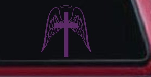 Angel Wings Cross Halo Christian Car or Truck Window Decal Sticker