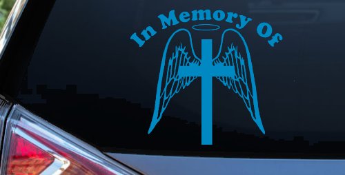 Angel Wings Cross Halo In Memory Christian Car or Truck Window Decal Sticker