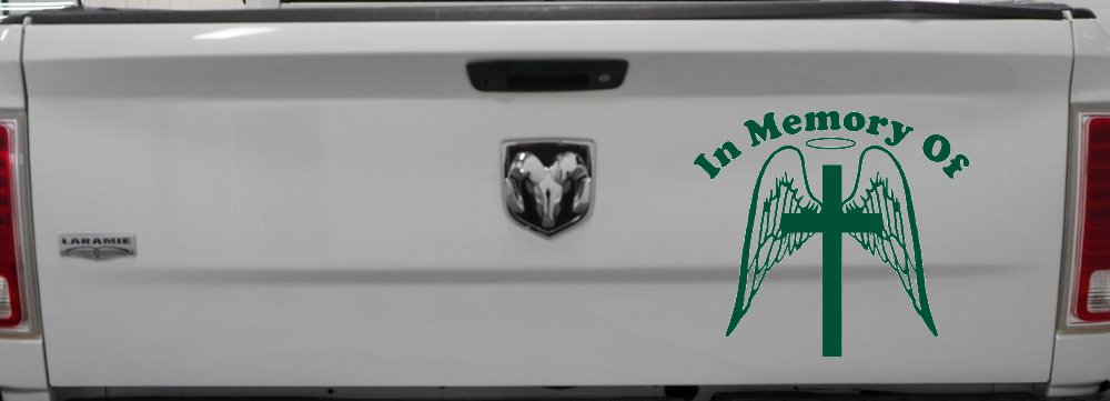 Angel Wings Cross Halo In Memory Christian Car or Truck Window Decal Sticker