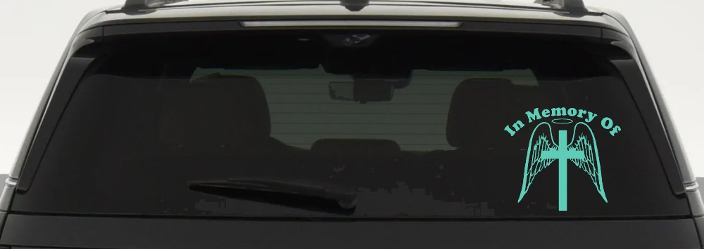 Angel Wings Cross Halo In Memory Christian Car or Truck Window Decal Sticker