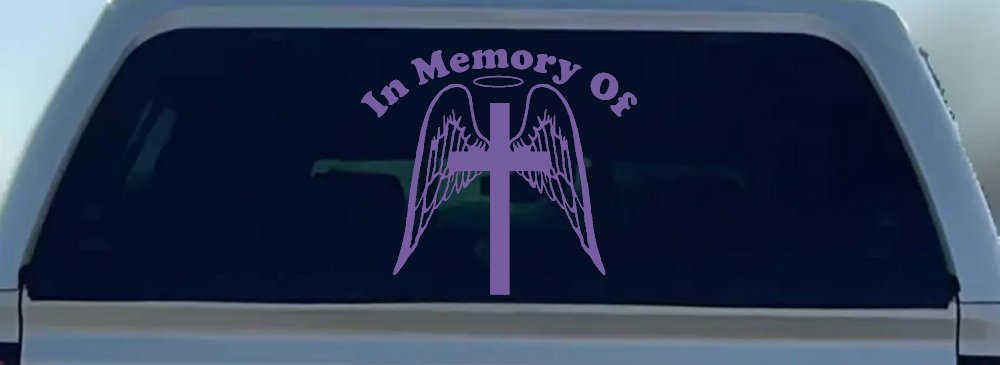 Angel Wings Cross Halo In Memory Christian Car or Truck Window Decal Sticker