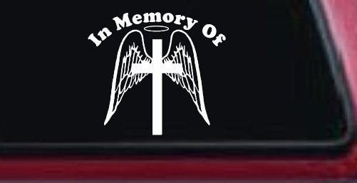 Angel Wings Cross Halo In Memory Christian Car or Truck Window Decal Sticker