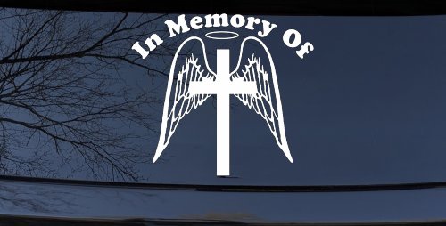 Angel Wings Cross Halo In Memory Christian Car or Truck Window Decal Sticker
