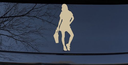 Girl Woman Shopping Car or Truck Window Decal Sticker
