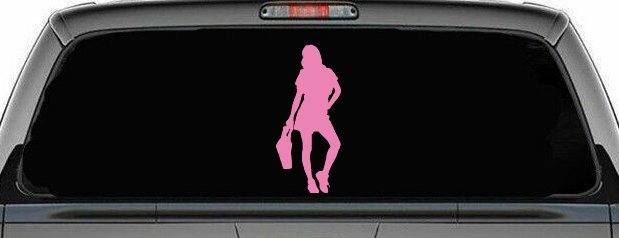 Girl Woman Shopping Car or Truck Window Decal Sticker