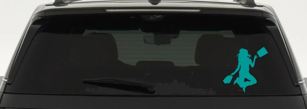 Happy Jumping Girl Woman Shopping Car or Truck Window Decal Sticker