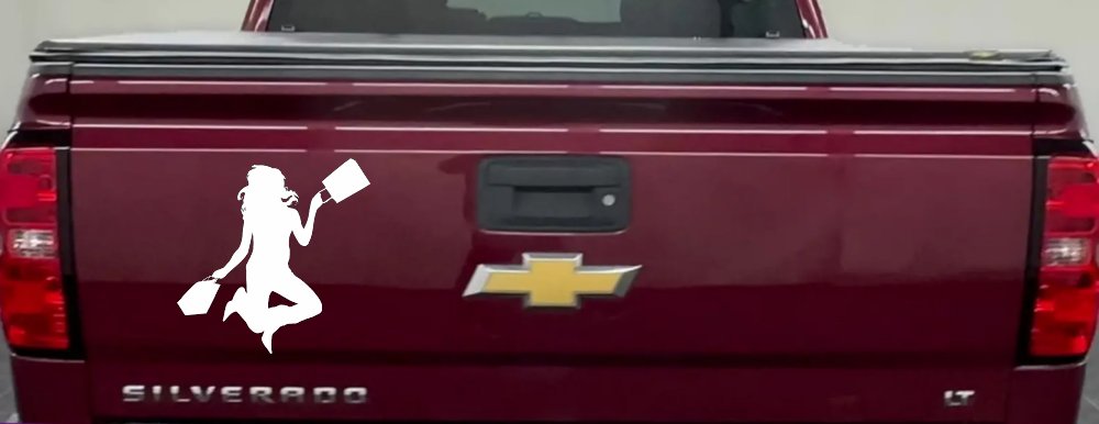 Happy Jumping Girl Woman Shopping Car or Truck Window Decal Sticker