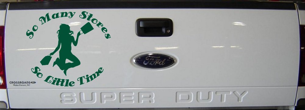 So Many Stores So Little Time Shopping Mom Women Girl Car or Truck Window Decal Sticker (Dark Green)